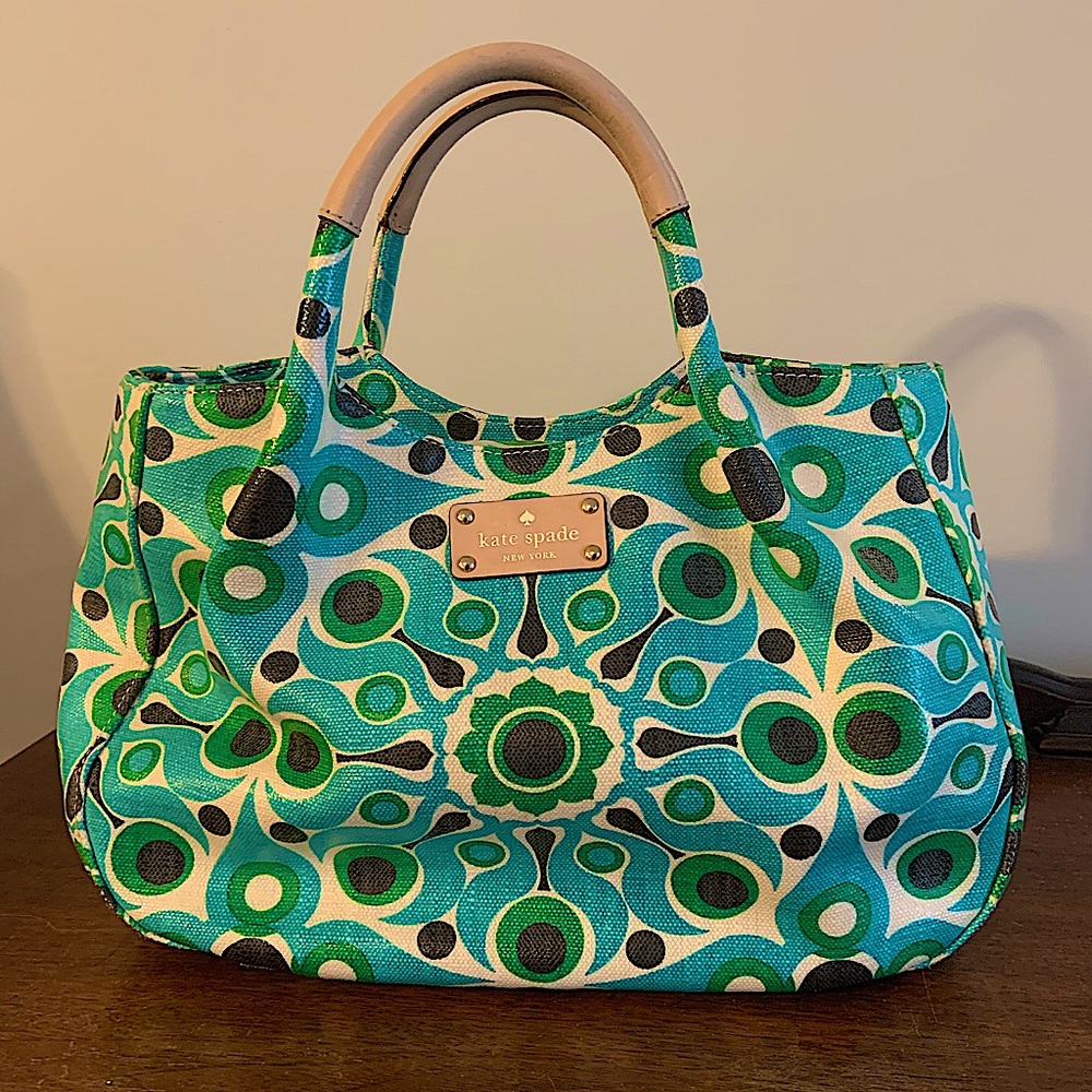 Kate Spade Blue and Green Top Handle Bag
